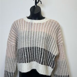 STATE Women's Striped Sweater - Pink, Gray, and White size XL